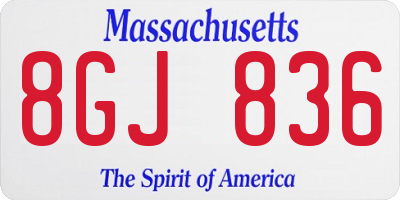 MA license plate 8GJ836
