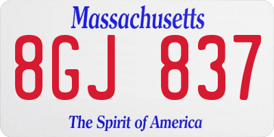 MA license plate 8GJ837