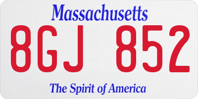 MA license plate 8GJ852