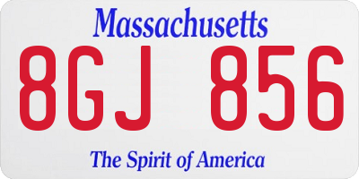 MA license plate 8GJ856