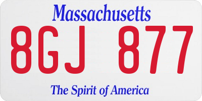 MA license plate 8GJ877