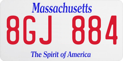MA license plate 8GJ884