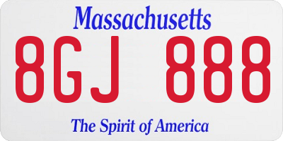 MA license plate 8GJ888