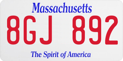MA license plate 8GJ892