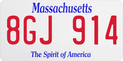 MA license plate 8GJ914
