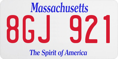 MA license plate 8GJ921