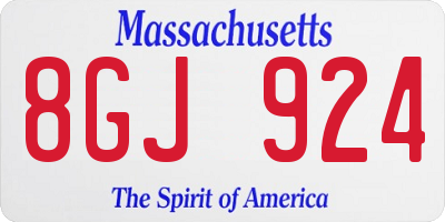 MA license plate 8GJ924