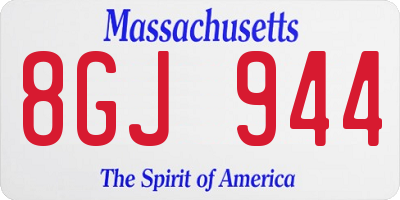 MA license plate 8GJ944
