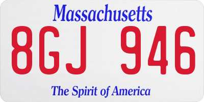 MA license plate 8GJ946