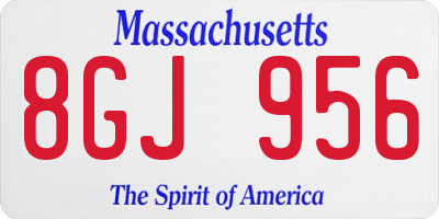 MA license plate 8GJ956