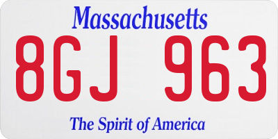 MA license plate 8GJ963