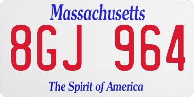 MA license plate 8GJ964