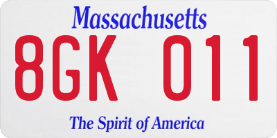 MA license plate 8GK011