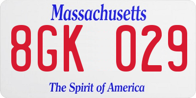 MA license plate 8GK029
