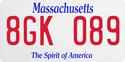 MA license plate 8GK089