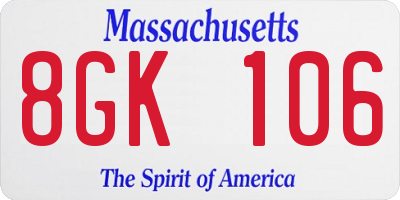 MA license plate 8GK106