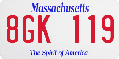 MA license plate 8GK119