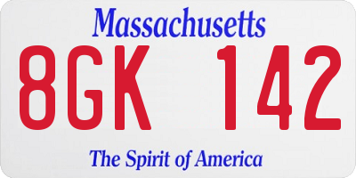 MA license plate 8GK142