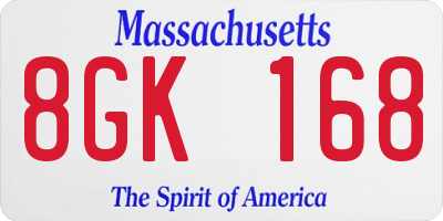 MA license plate 8GK168