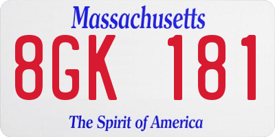 MA license plate 8GK181