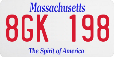 MA license plate 8GK198