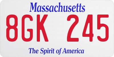 MA license plate 8GK245