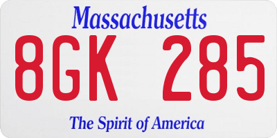 MA license plate 8GK285