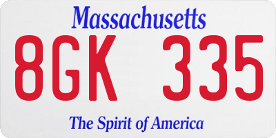 MA license plate 8GK335