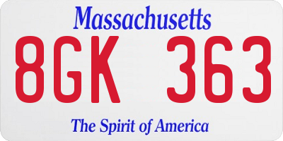 MA license plate 8GK363