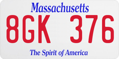 MA license plate 8GK376
