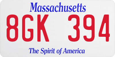 MA license plate 8GK394