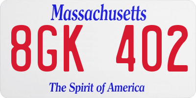 MA license plate 8GK402