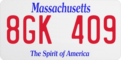 MA license plate 8GK409