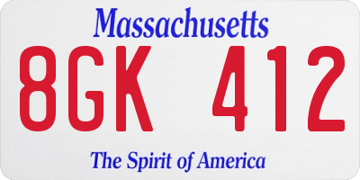 MA license plate 8GK412