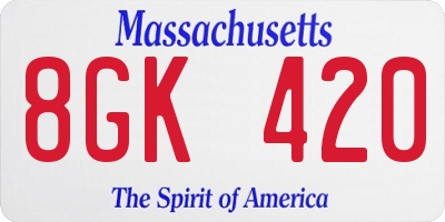 MA license plate 8GK420