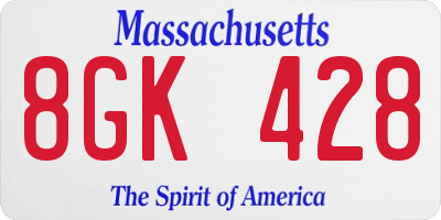 MA license plate 8GK428