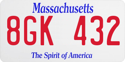 MA license plate 8GK432