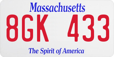 MA license plate 8GK433