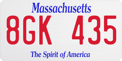 MA license plate 8GK435