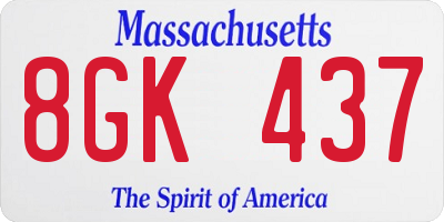 MA license plate 8GK437