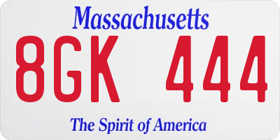 MA license plate 8GK444