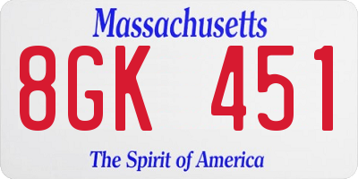 MA license plate 8GK451