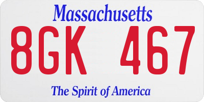 MA license plate 8GK467