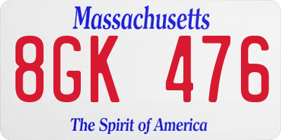 MA license plate 8GK476