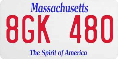 MA license plate 8GK480