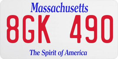 MA license plate 8GK490