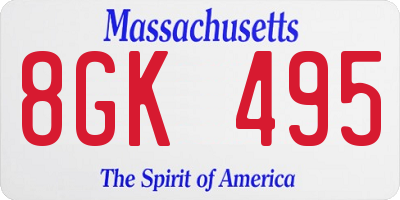 MA license plate 8GK495