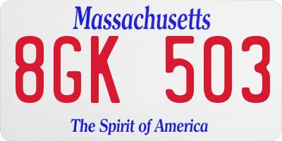 MA license plate 8GK503