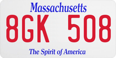 MA license plate 8GK508