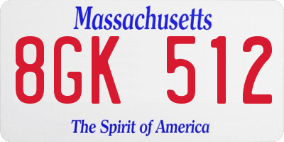 MA license plate 8GK512